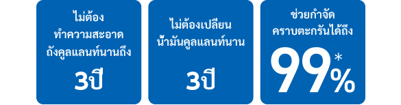 ไม่ต้องทำความสะอาดถังพักน้ำมันคูลแลนท์นานถึง 3 ปี ไม่ต้องเปลี่ยนน้ำมันคูลแลนท์ใหม่เป็นเวลา 3 ปี ช่วยดักคราบตะกรันและเศษโลหะได้ถึง 99%